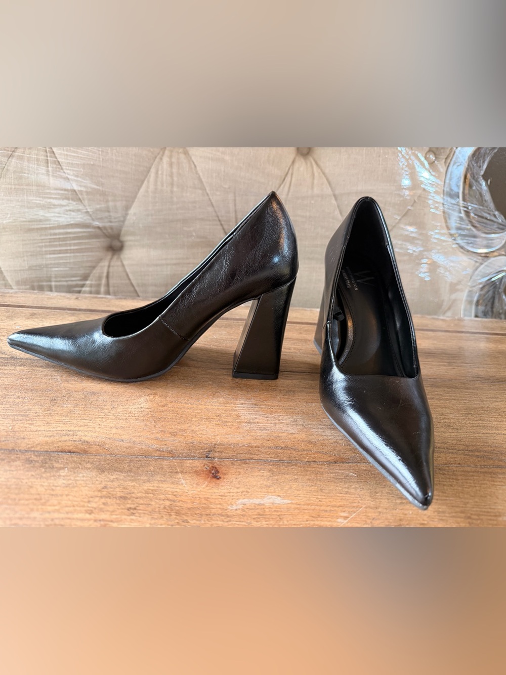 Worthington Black Pointed Mod Block Heel Pumps New 🆕
